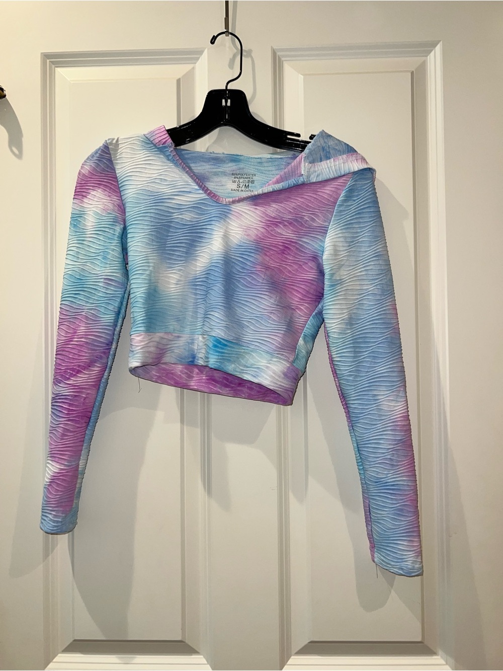 Tie-Dye Cropped Long-Sleeve Top - Blue & Purple